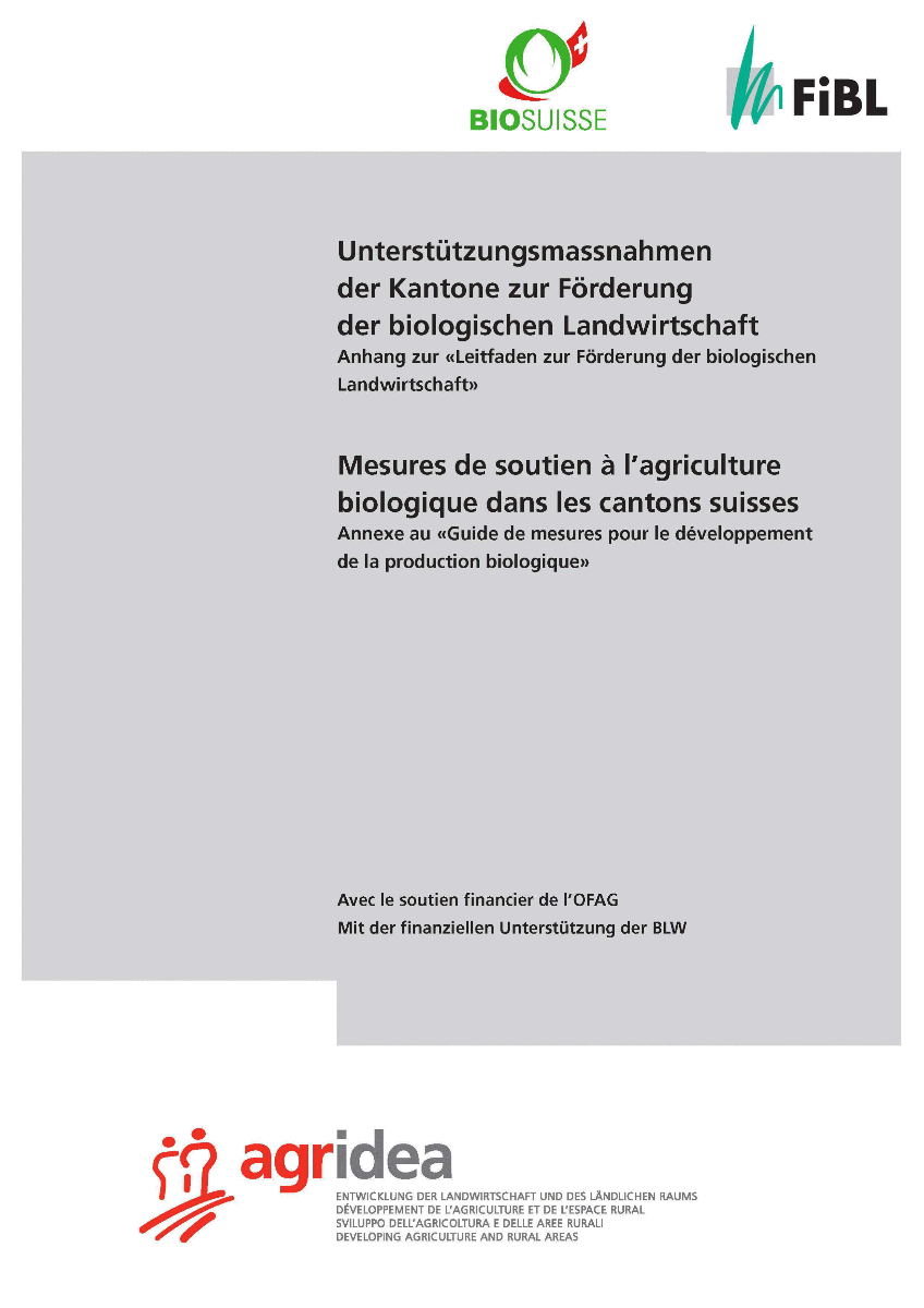 Cover: Unterstützungsmassnahmen der Kantone zur Förderung der biologischen Landwirtschaft