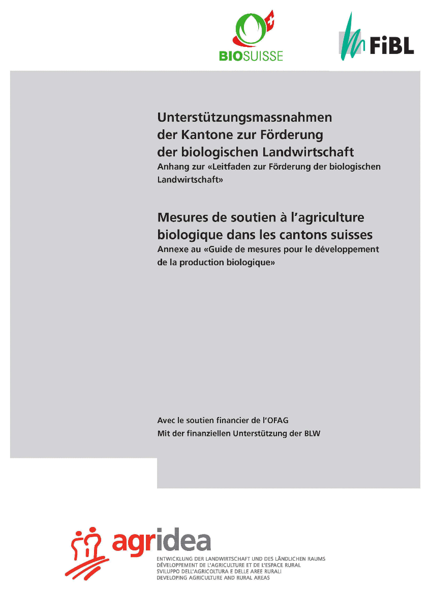 Unterstützungsmassnahmen der Kantone zur Förderung der biologischen Landwirtschaft