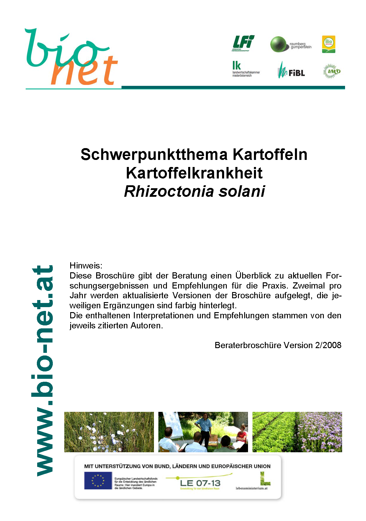 Cover: Schwerpunktthema Kartoffeln Kartoffelkrankheit Rhizoctonia solani