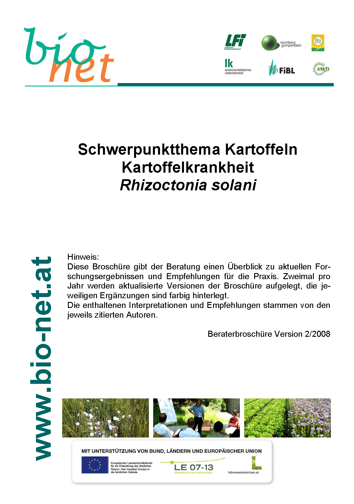 Schwerpunktthema Kartoffeln Kartoffelkrankheit Rhizoctonia solani