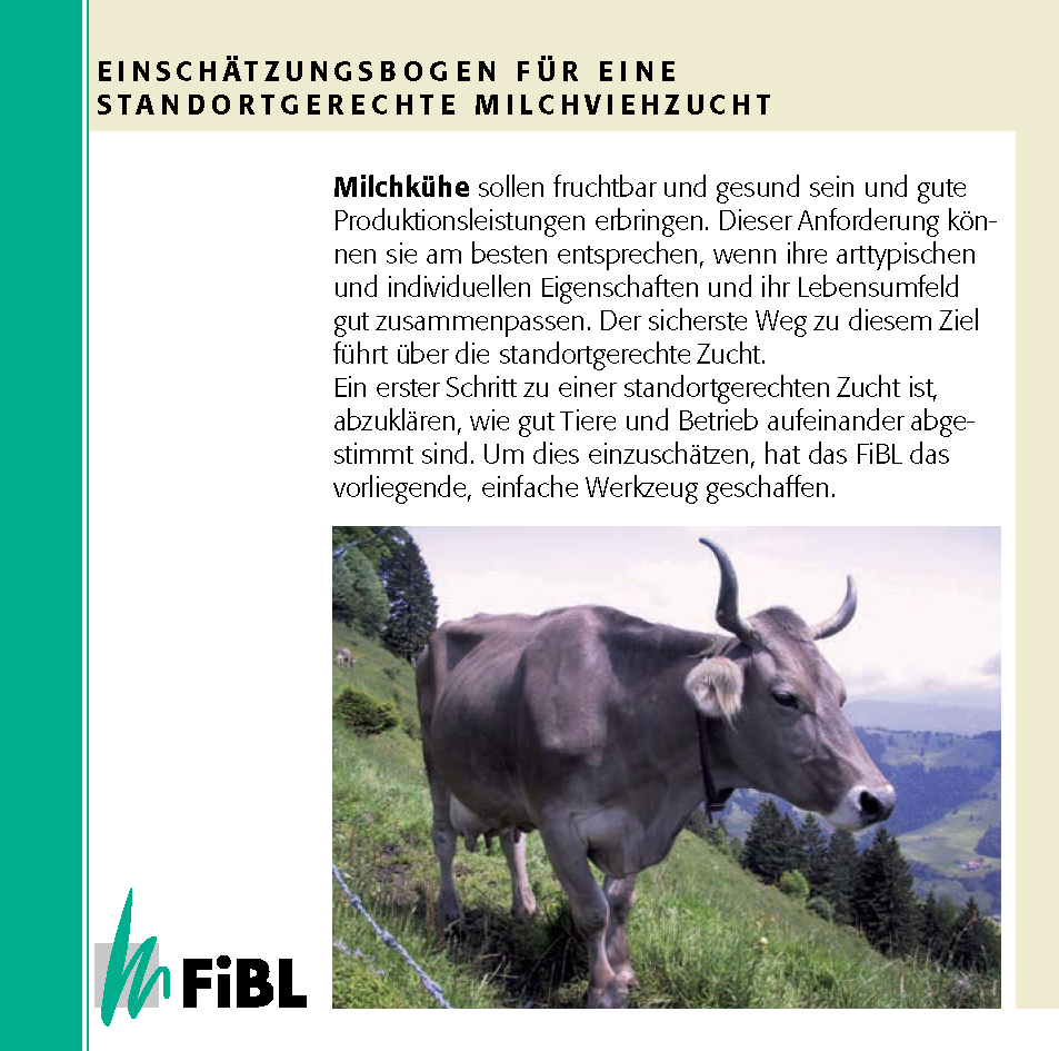Einschätzungsbogen für eine standortgerechte Milchviehzucht (Deutschland und Österreich)