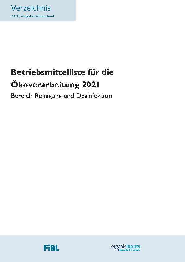 Cover: FiBL-Betriebsmittelliste für die Ökoverarbeitung